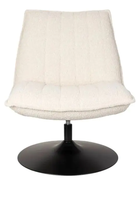 Sillón Tejido Borreguito Blanco Metal Negro, 85 Cm