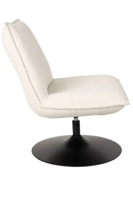 Armchair white shearling fabric black metal.