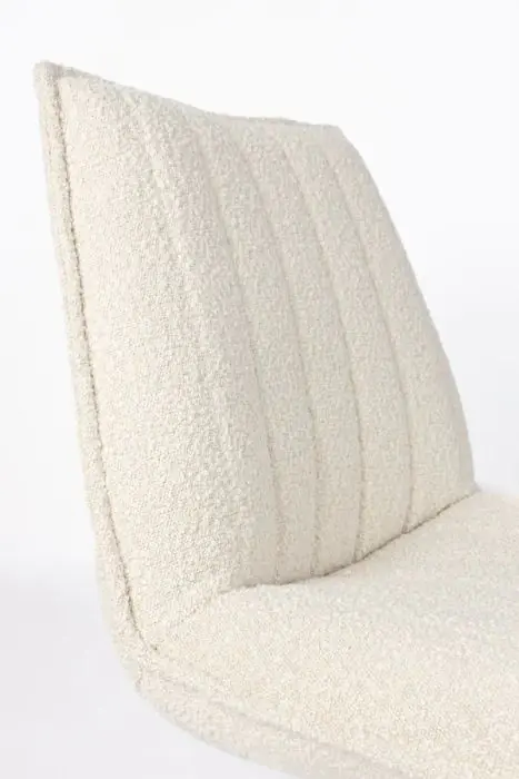  Armchair white shearling fabric black metal.