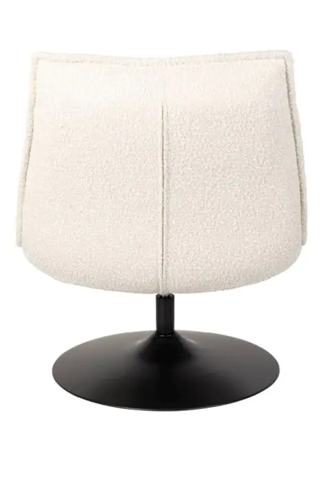  Armchair white shearling fabric black metal.