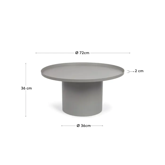 Mesa Auxiliar Fleksa metal gris redonda