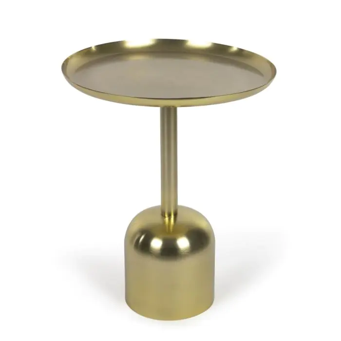 Mesa Auxiliar Redonda Metal Dorado, 37 Cm