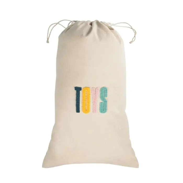 Bolsa Para Juguetes Algodón Letras Amarillo Y Rosa 45 Cm