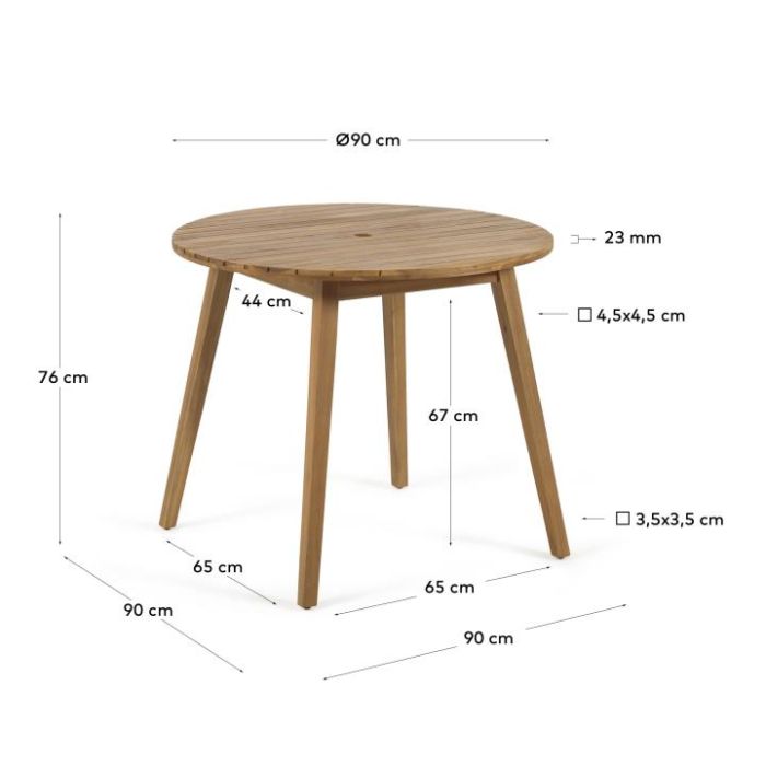 Mesa Redonda Madera Acacia Natural, 76 Cm