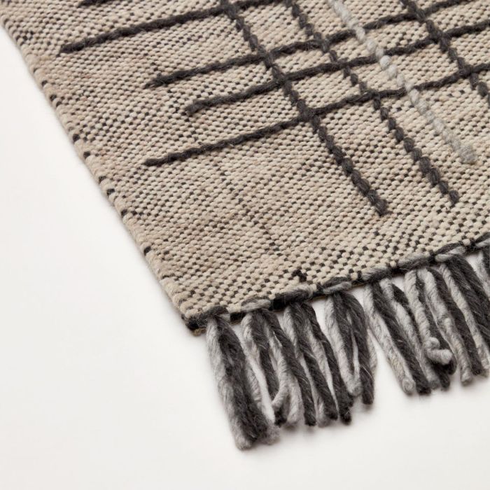 Alfombra Algodón Con Flecos Beige y Marrón, 160 Cm