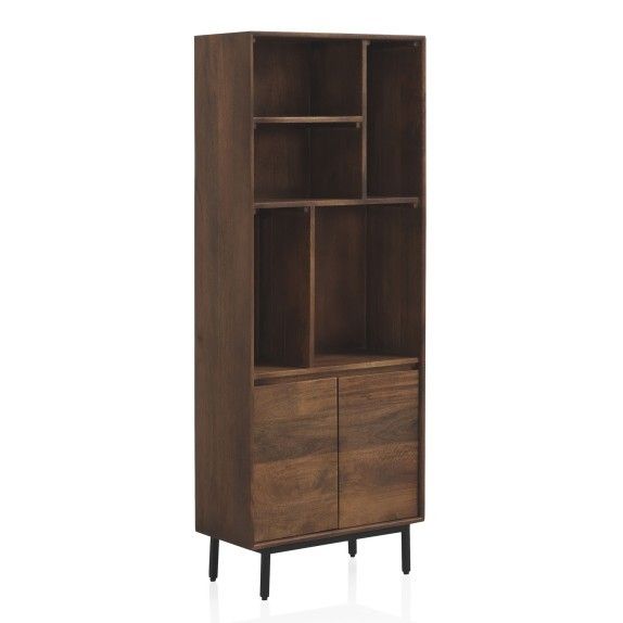 Librería 2 Puertas Lisas Madera Mango Metal, 60 Cm
