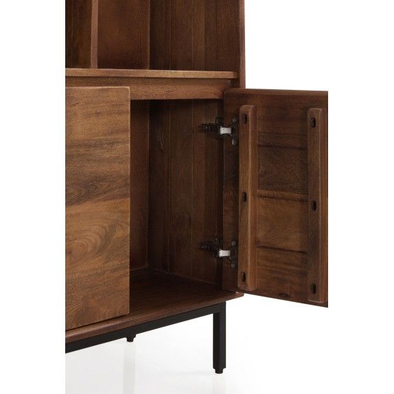 Librería 2 Puertas Lisas Madera Mango Metal, 60 Cm