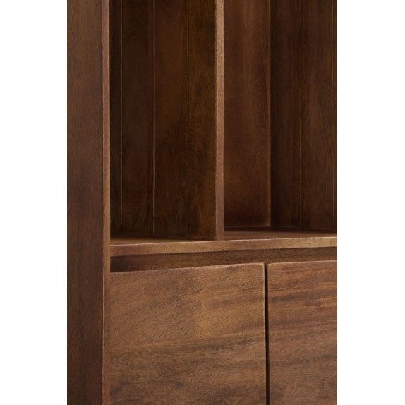 Librería 2 Puertas Lisas Madera Mango Metal, 60 Cm