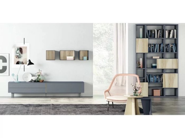 Estantería Melamina Natural Gris, 242'8 Cm