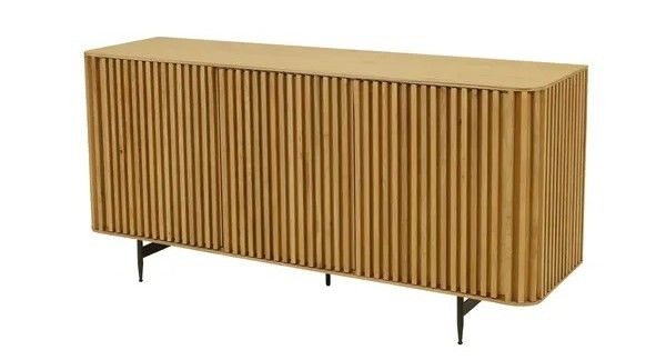 Aparador Diseño Entablillado Roble Natural Acero, 159 Cm
