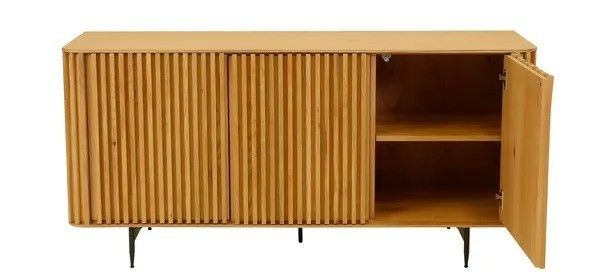 Aparador Nórdico Línea Diseño Entablillado Chapa Roble Acero, 159 Cm.