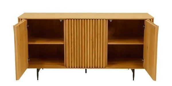 Aparador Diseño Entablillado Roble Natural Acero, 159 Cm