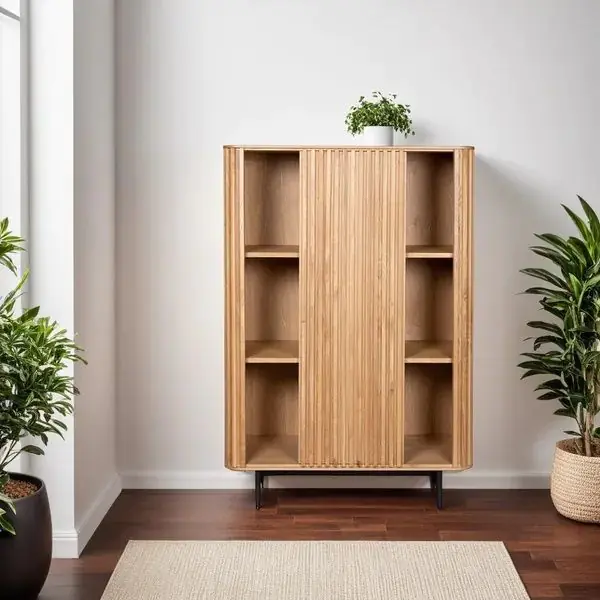 Aparador 1 Puerta Corredera Roble Natural, 98 Cm