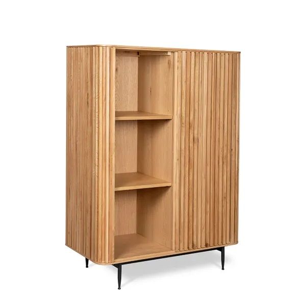 Aparador 1 Puerta Corredera Roble Natural, 98 Cm