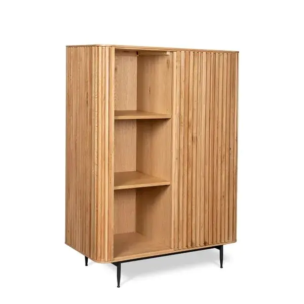 Aparador 1 Puerta Corredera Roble Natural, 98 Cm