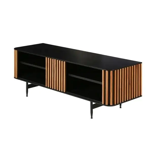 Mueble TV Líneas Chapa Roble Acero, 130 Cm