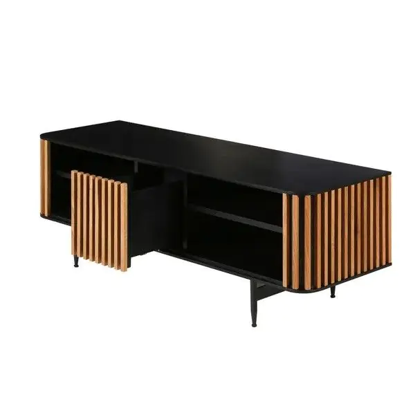 Mueble TV Líneas Chapa Roble Acero, 130 Cm