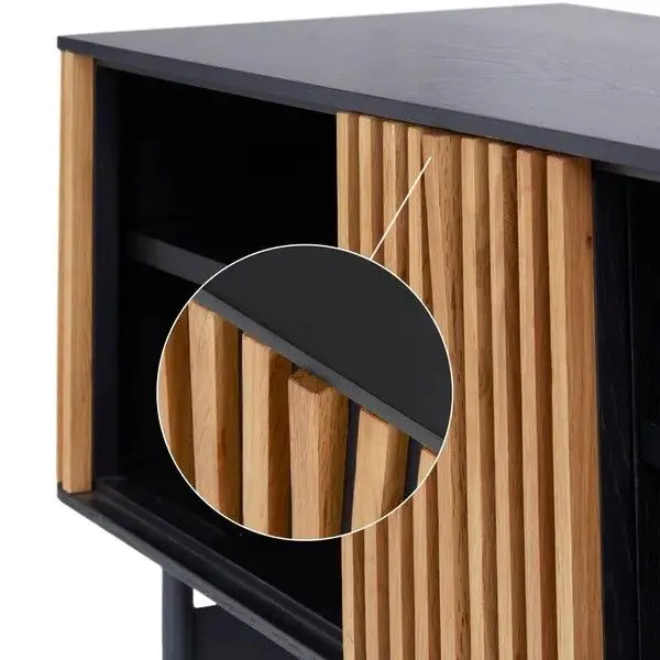 Mueble TV Líneas Chapa Roble Acero, 130 Cm