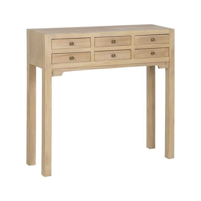 Consola en Madera Natural con 6 cajones.