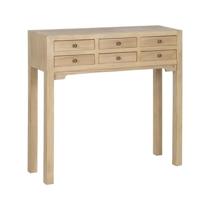 Consola en Madera Natural con 6 cajones.