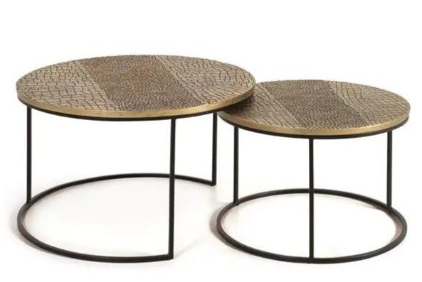 Set 2 mesas centro industriales bronce  