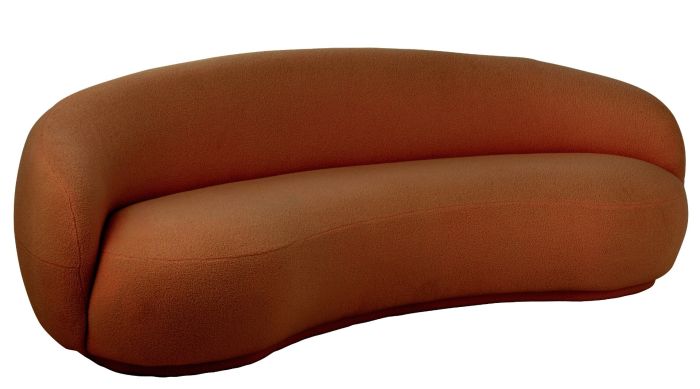Sofá diseño moderno en madera álamo y espuma en tono naranja.