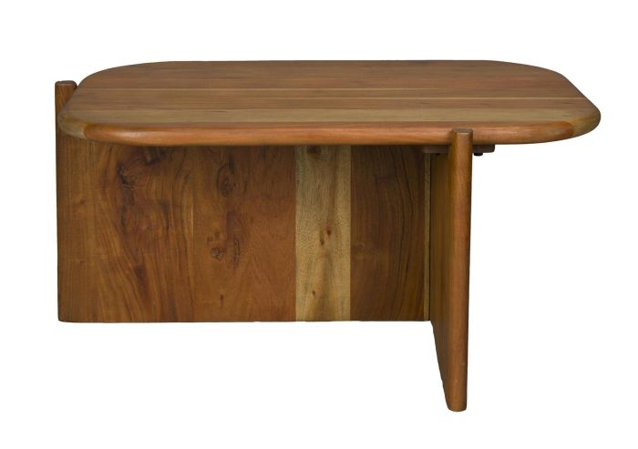 Mesa de centro mid-century en madera de acacia marrón.