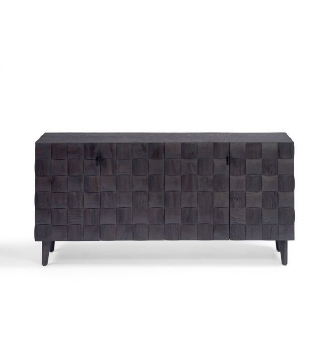 Aparador de diseño moderno en madera de roble negro marrón 4 puertas.