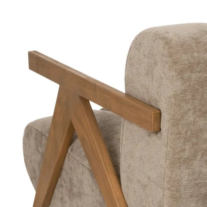 Sillón Taupe Madera de Abedul Salón, 76,5 Cm