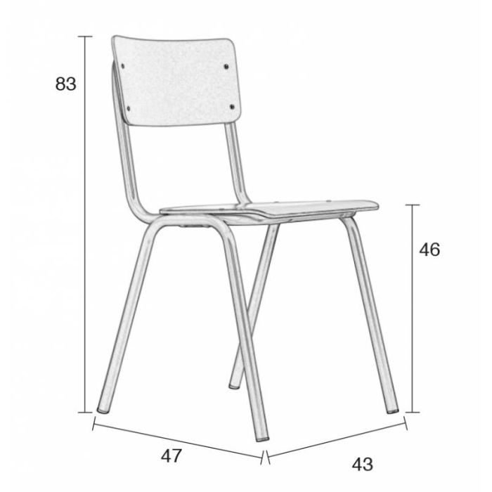 Silla Vintage Back to School Madera Acero Negro, 82'5 Cm