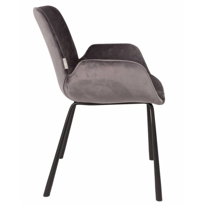 Silla Terciopelo Gris Oscruro Acero