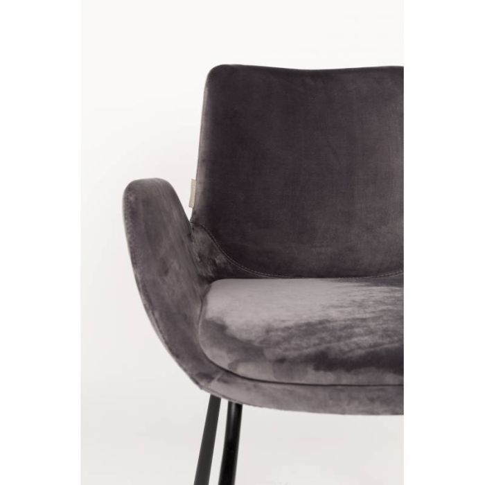 Silla Terciopelo Gris Oscuro Acero, 62 Cm