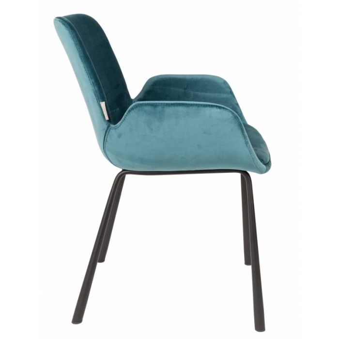 Silla Terciopelo Azul Acero