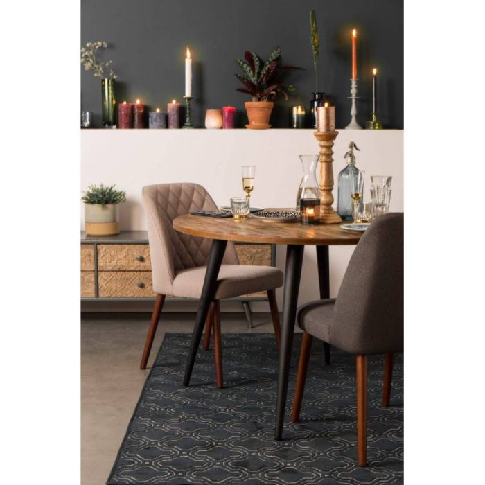 Silla Tejido Gris Madera Haya Color Nogal, 85 Cm