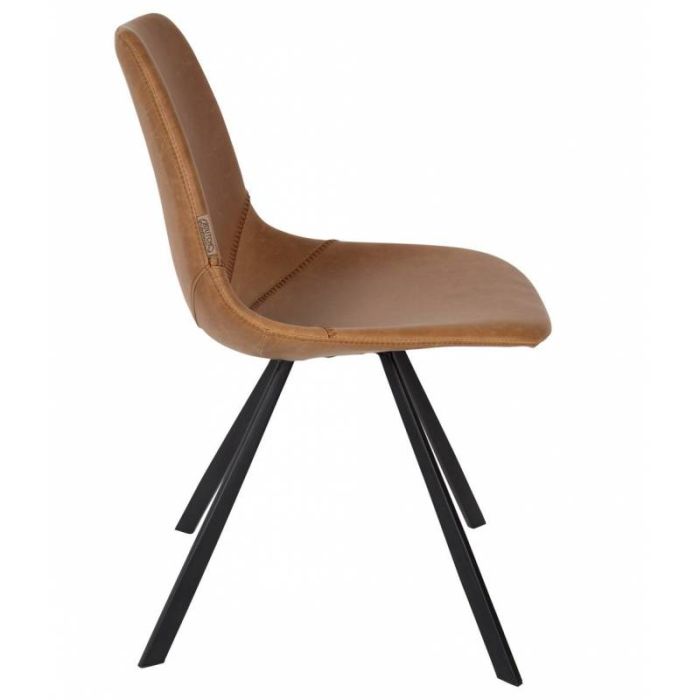 Silla Franky Estilo Vintage Inspiración Industrial Marrón Símil Piel, 83 Cm