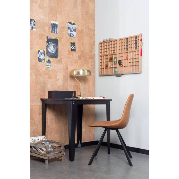 Silla Símil Piel Marrón Acero Negro, 83 Cm