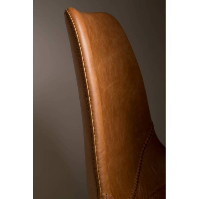 Silla Símil Piel Marrón Acero Negro, 83 Cm