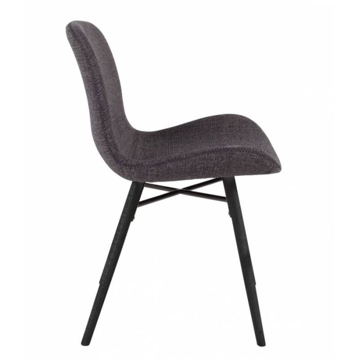 Silla Tejido Gris Madera Haya Lacada Negro, 55 Cm