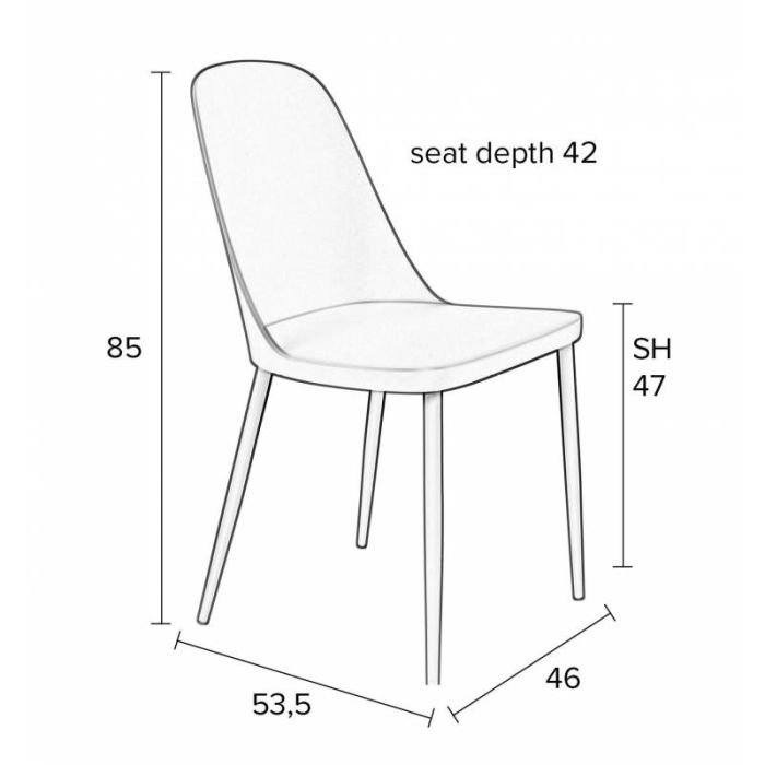 Silla Pip Estilo Nórdico Rosa Acero, 53'5 Cm