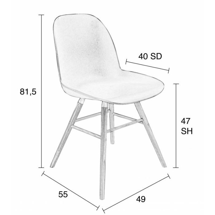 Silla Albert Madera Aluminio Negro,55 Cm