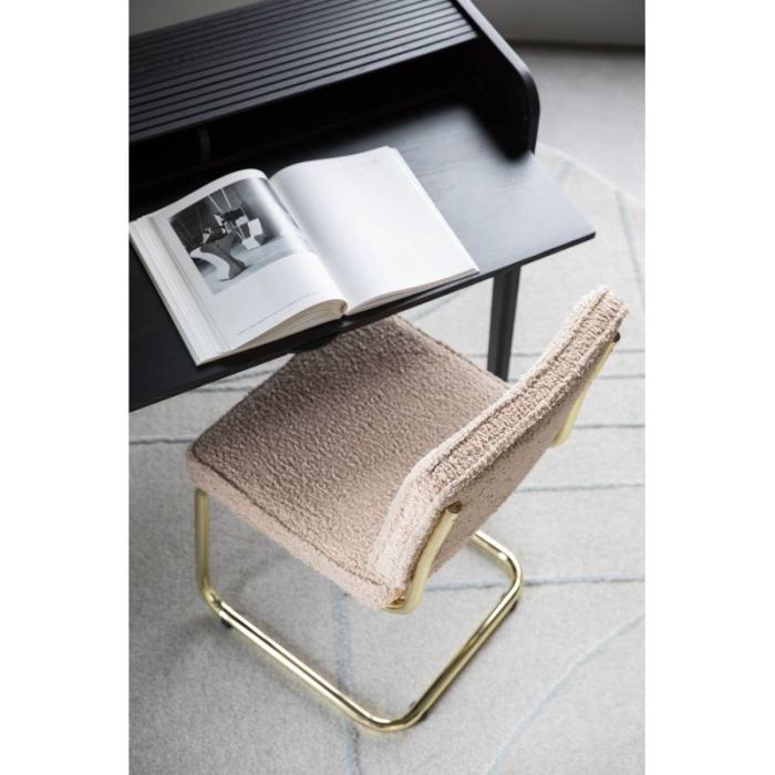 Silla Tejido Rosa Salmón Acero Dorado, 85 Cm