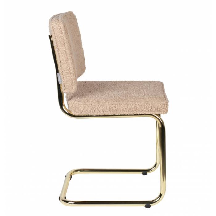 Silla Tejido Rosa Salmón Acero Dorado, 85 Cm