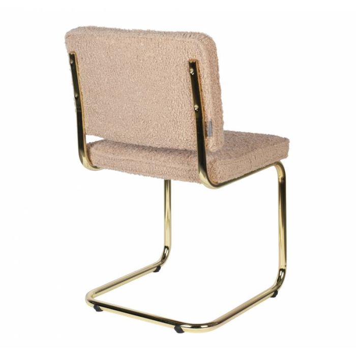 Silla Tejido Rosa Salmón Acero Dorado, 85 Cm