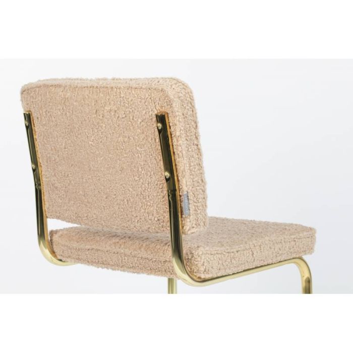 Silla Tejido Rosa Salmón Acero Dorado, 85 Cm