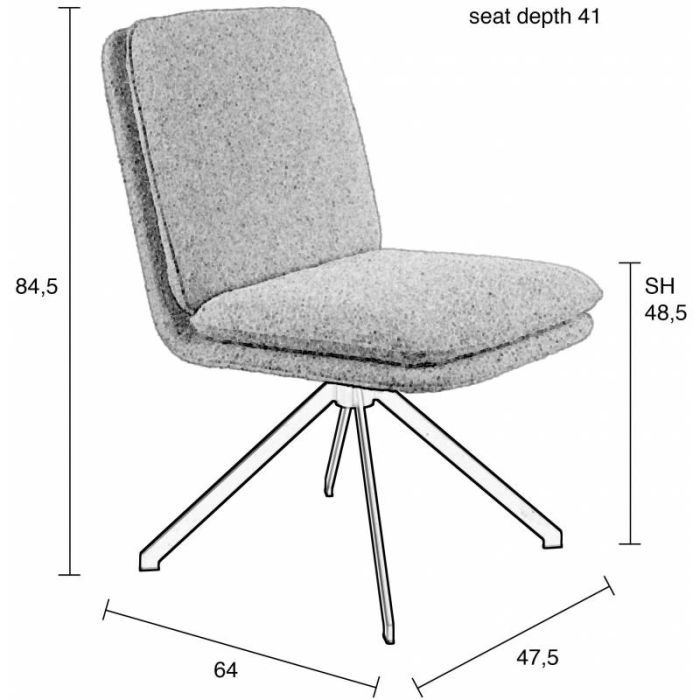 Silla Giratoria Tyler Tejido Metal Blanco/Negro, 64 Cm