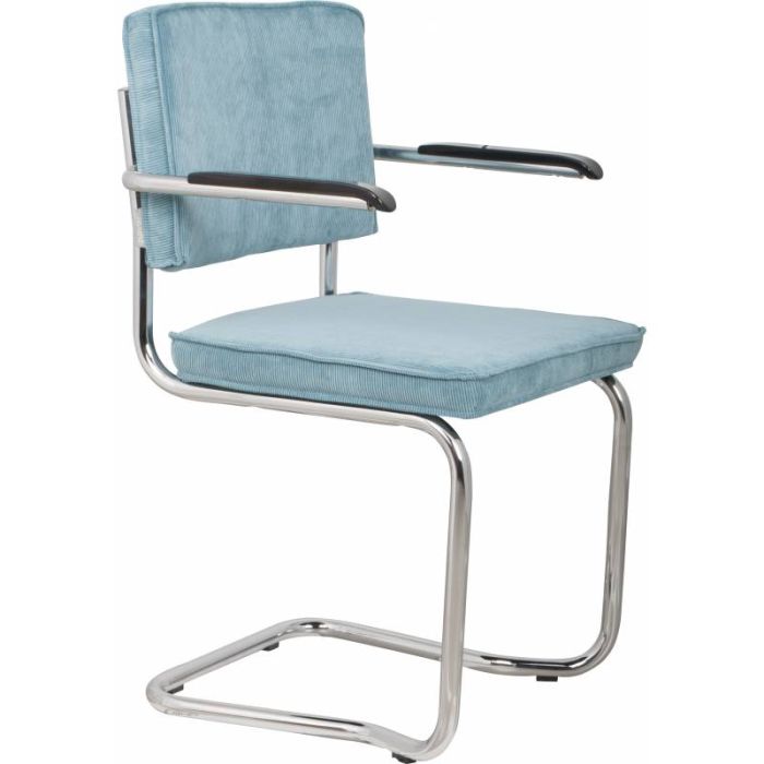 Silla Con Brazos Ridge Kink Tejido Azul Acero Cromado, 60 Cm