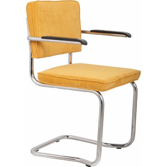 Silla Con Brazos Ridge Kink Tejido Amarillo Acero Cromado, 60 Cm