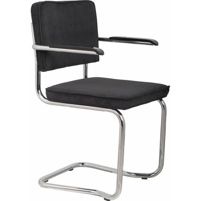 Silla Con Brazos Ridge Kink Tejido Gris Acero Cromado, 60 Cm