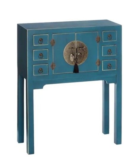 consola azul oriental 6 cajones 2 puertas