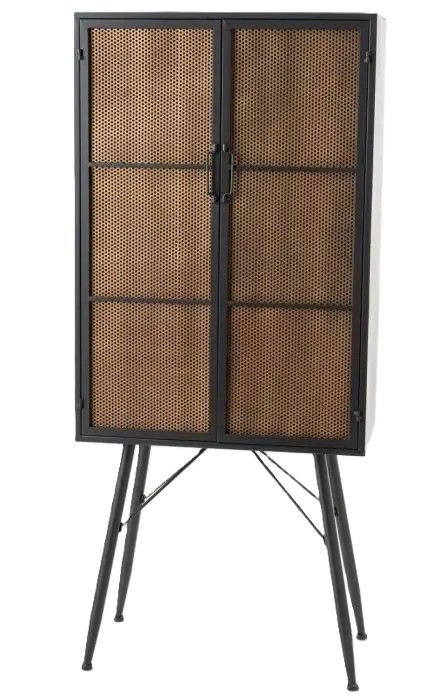 Armario Estilo Industrial Metal Negro Dorado, 161 Cm